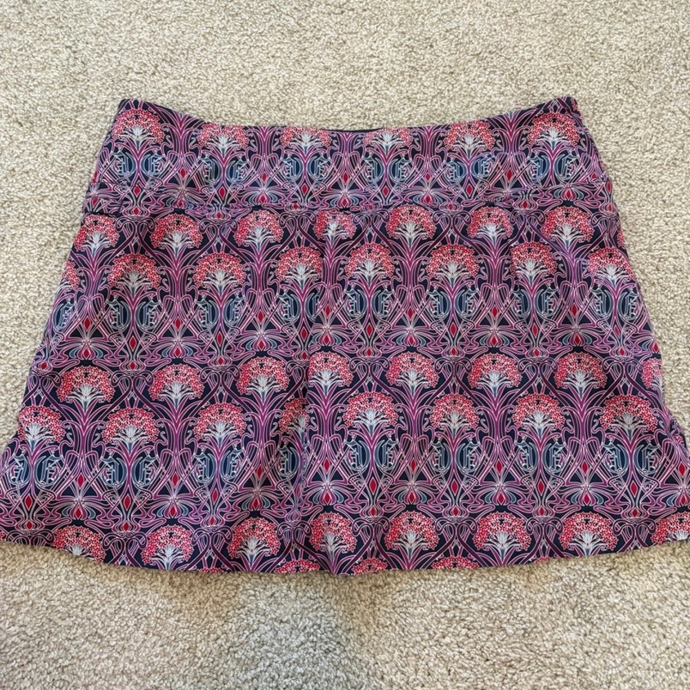Greyson Golf Skort Womens L Purple Blue Athletic Preppy Floral Abstract